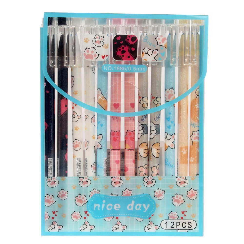 Ручка пиши-стирай гелевая 0,5 мм синяя "Лапки"