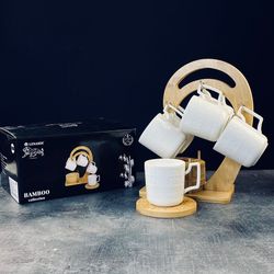 Lenardi 140-115 Кофейный набор 12пр. 200мл на подставке BAMBOO в под.уп.(х8)Фарфор