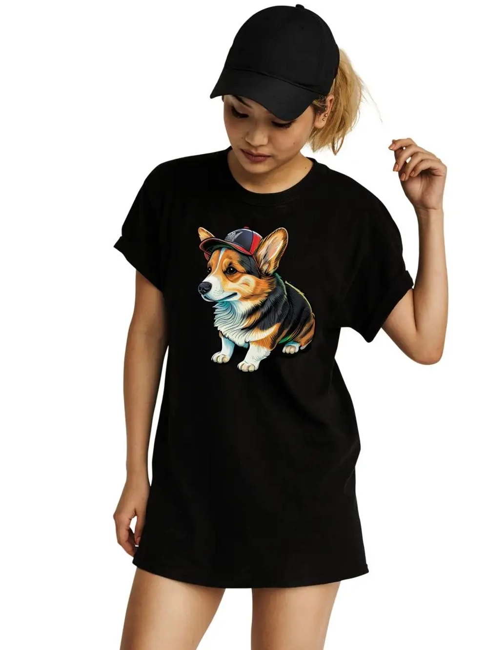 Футболка оверсайз с принтом собакой Бигль Корги Хаски