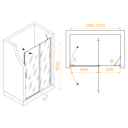 Душевая дверь RGW LE-004 (Прозрачное, 1300)