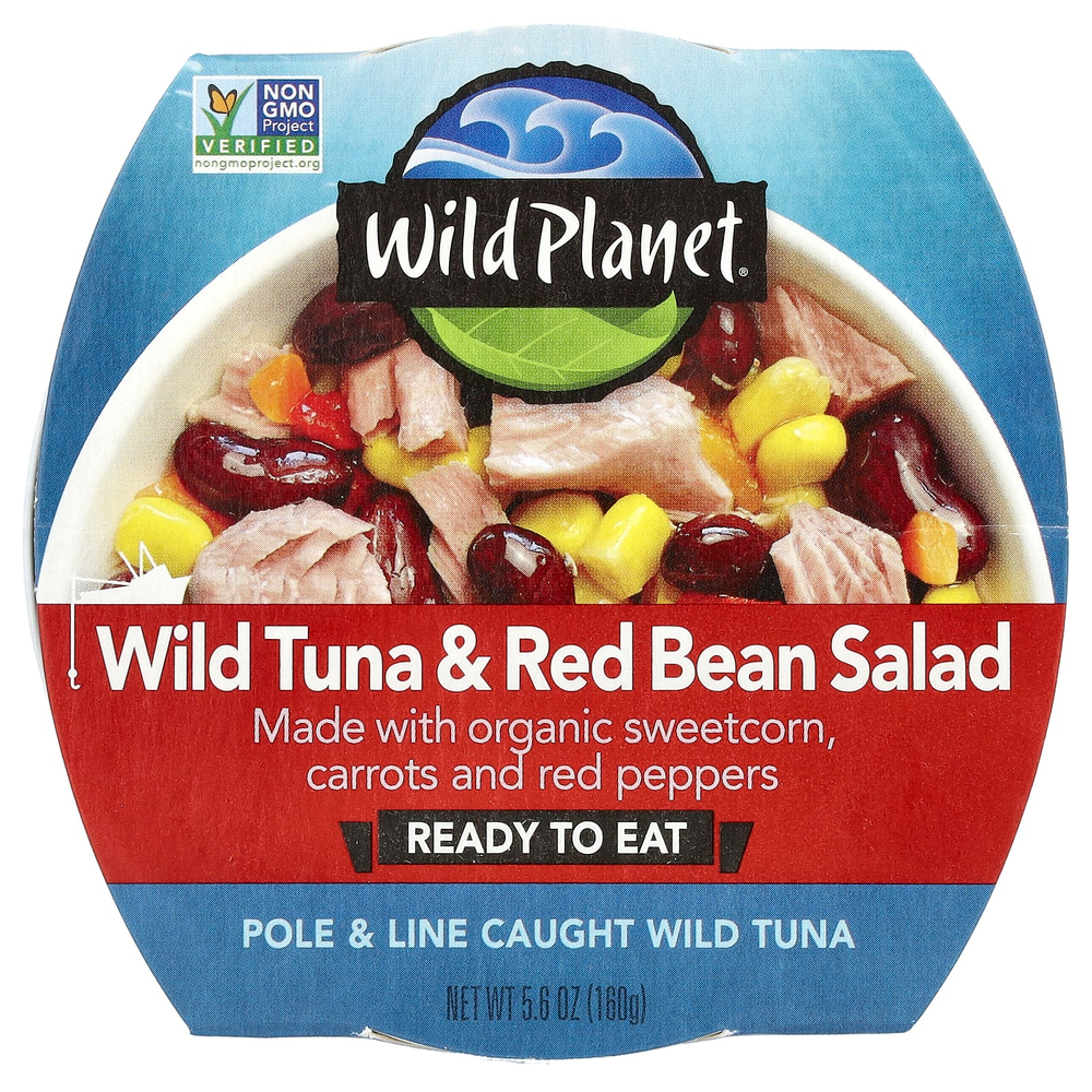 Wild Planet, Салат из дикого тунца и красной фасоли, 160 г (5,6 унции)