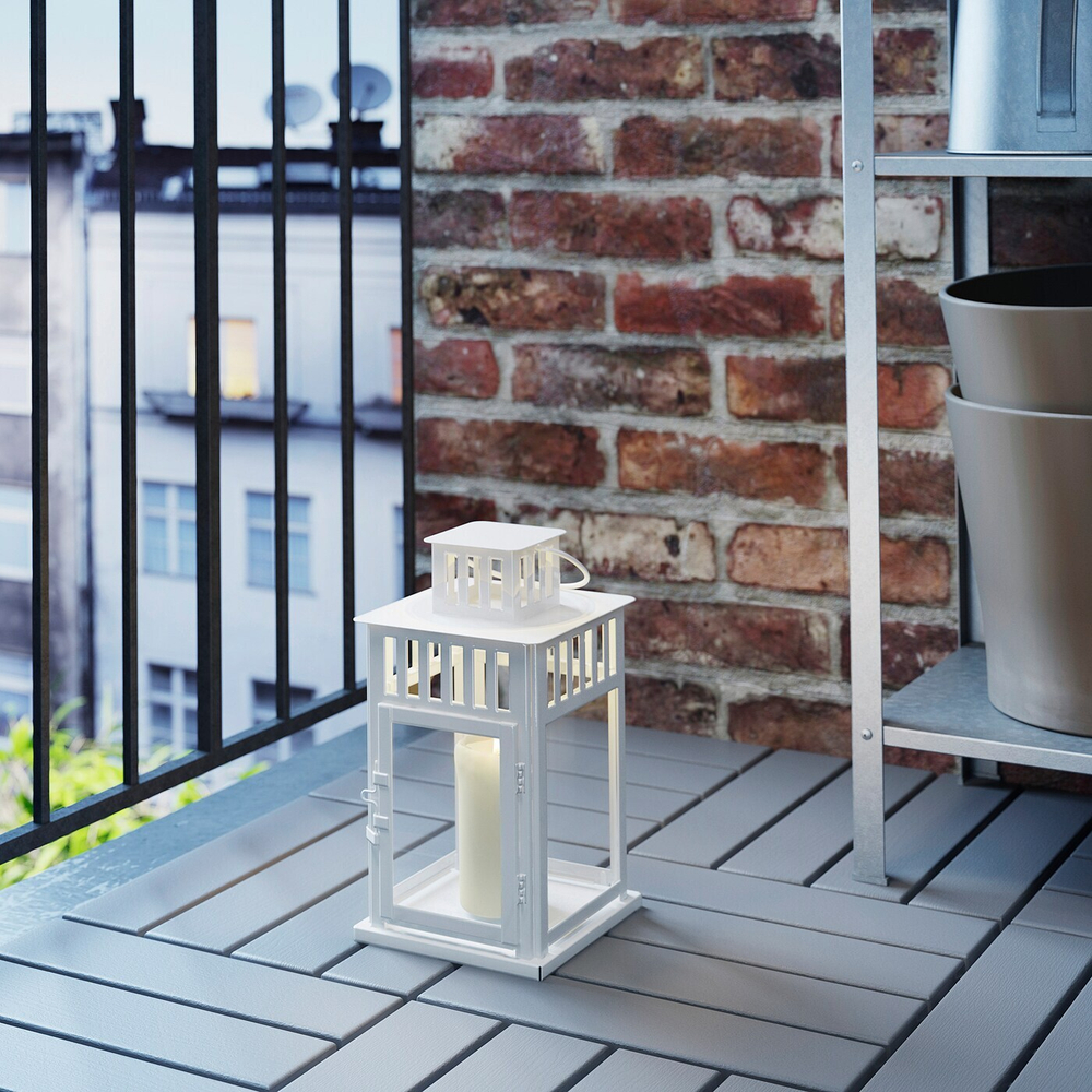 IKEA BORRBY  (ИКЕА БОРРБЙ)  -  Фонарь, внутренний/наружный белый, 28 см