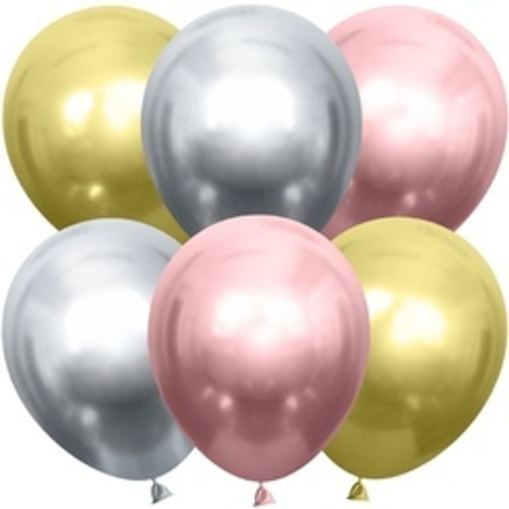 Шар (12"/30 см) Ассорти Делюкс, хром 50 шт.