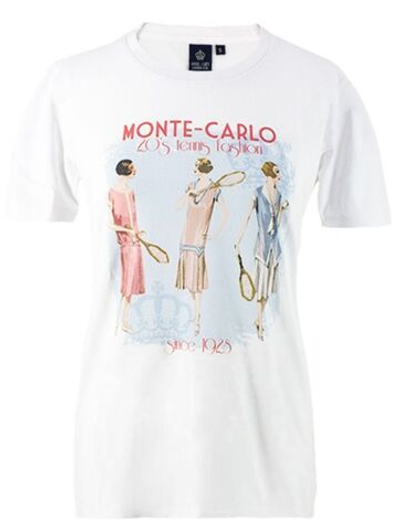 Женская теннисная футболка Monte-Carlo Country Club Vintage Print - white