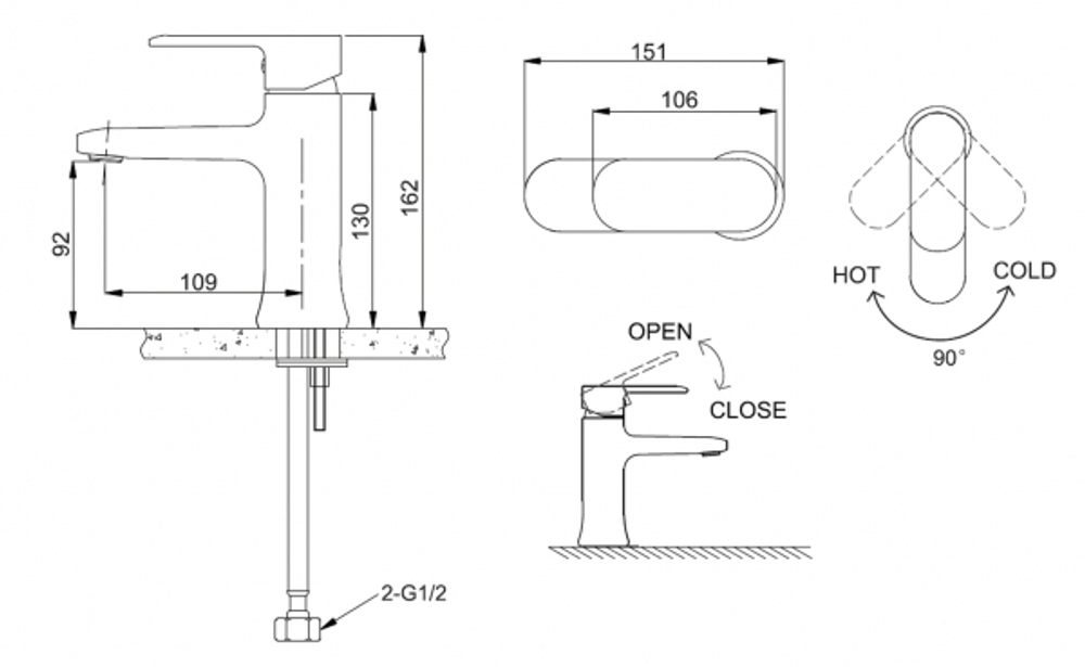 Смеситель для умывальника Bravat Opal