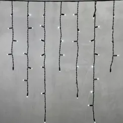 Светодиодная бахрома с колпачком 3,2*0,9 м., 168 белых LED ламп, мерцание, каучуковый черный провод, LTC (LL168BLW-1-2W)