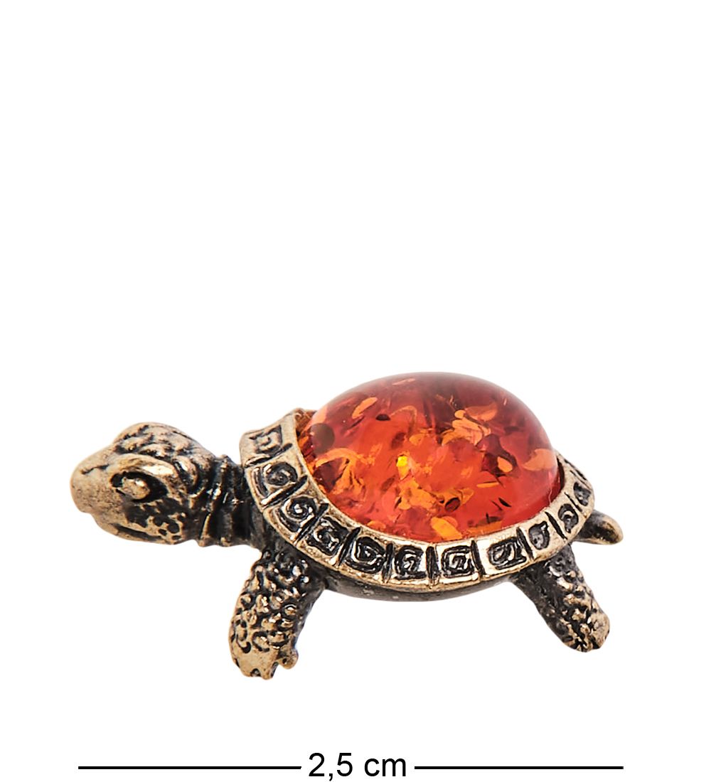 AM-3227 Фигурка «Черепаха Нано» (латунь, янтарь)