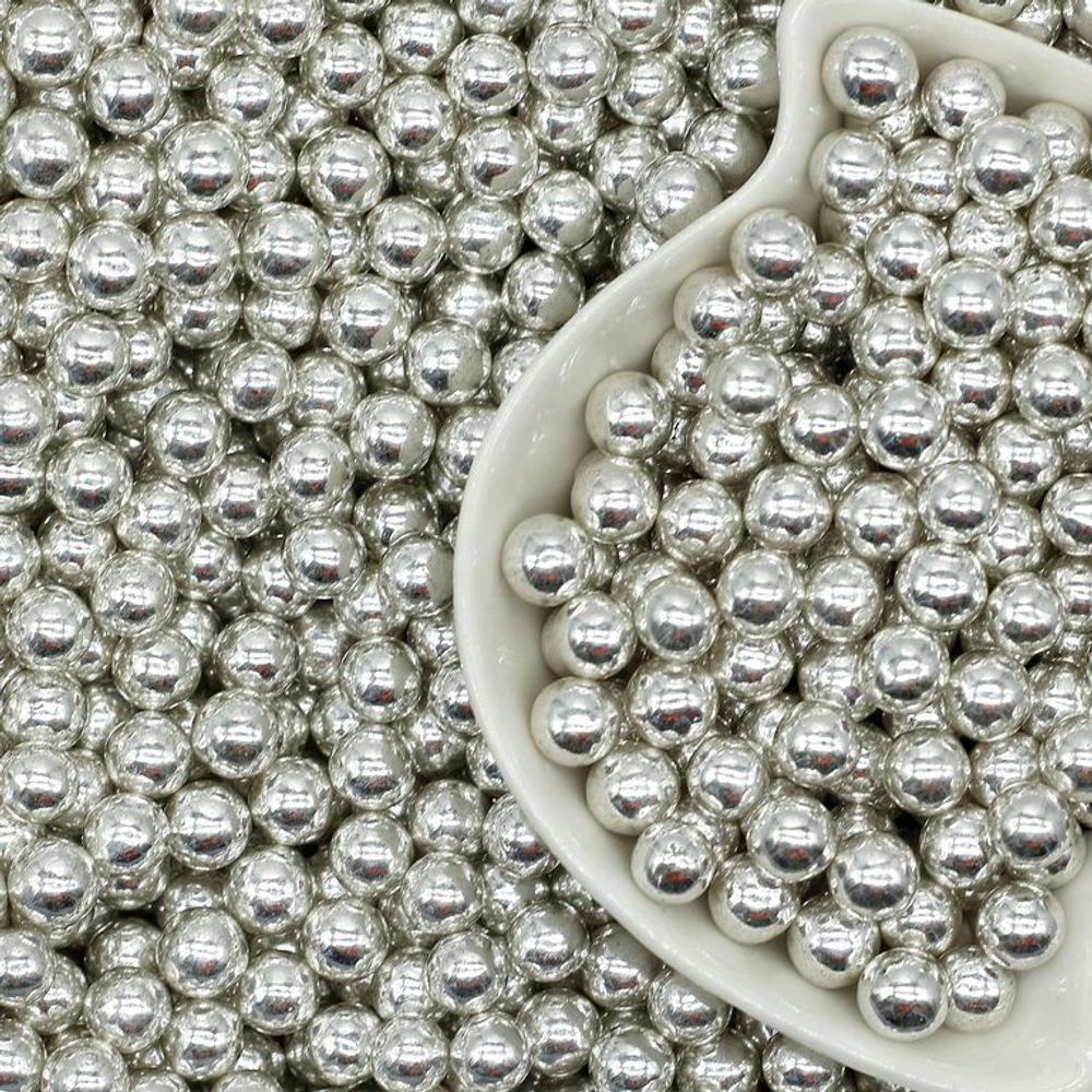 Шарики сахарные серебро 6 мм. 50 гр