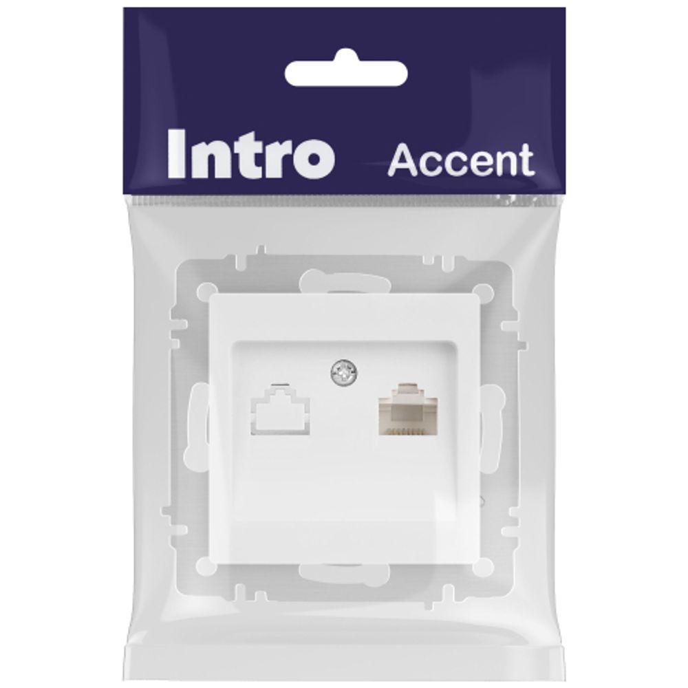 Розетка Intro Accent 6-303-01М информационная RJ45 IP20 СУ белый матовый | Intro