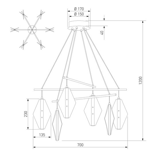 301054 LED / подвесной светильник / латунь