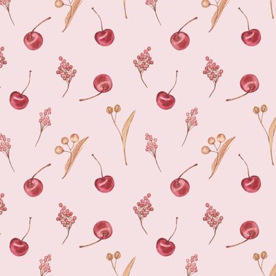 Вишни, липа и душистый перец на розовом