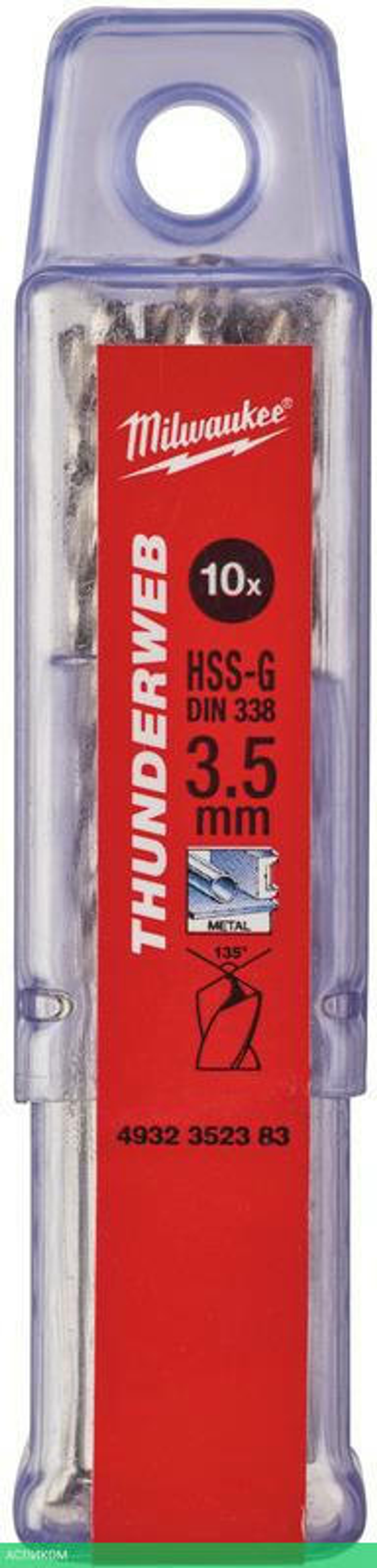 Сверло по металлу Milwaukee Thunderweb HSS-G 3.5x70мм 10шт (4932352383)