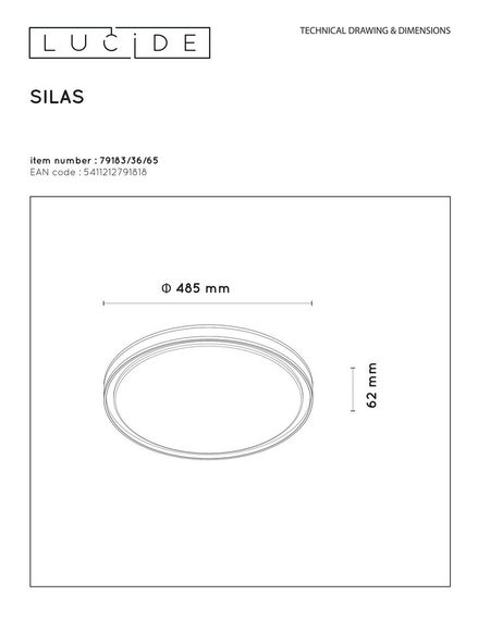 Потолочный светодиодный светильник Lucide Silas 79183/36/65