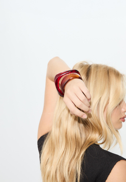 STRADIVARIUS Набор из 2 жестких браслетов, горчичный