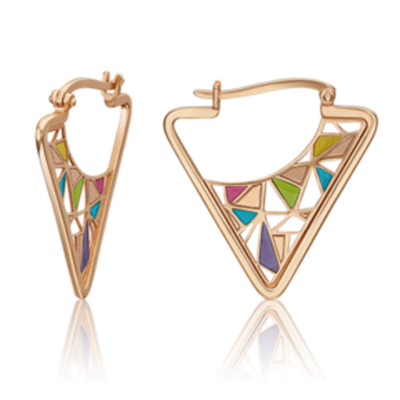 Серьги с турецким замком из красного золота c эмалью Артикул: 02-4597-00-000-1110-48