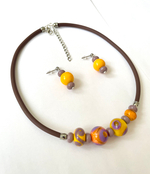 Комплеут украшений из муранского стекла: колье, серьги