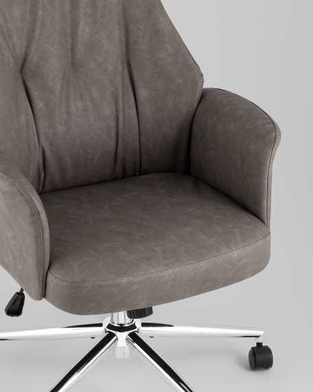 Кресло офисное TopChairs Neoma серый экокожа