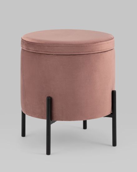 Пуф Грейс с ящиком велюр пыльно-розовый