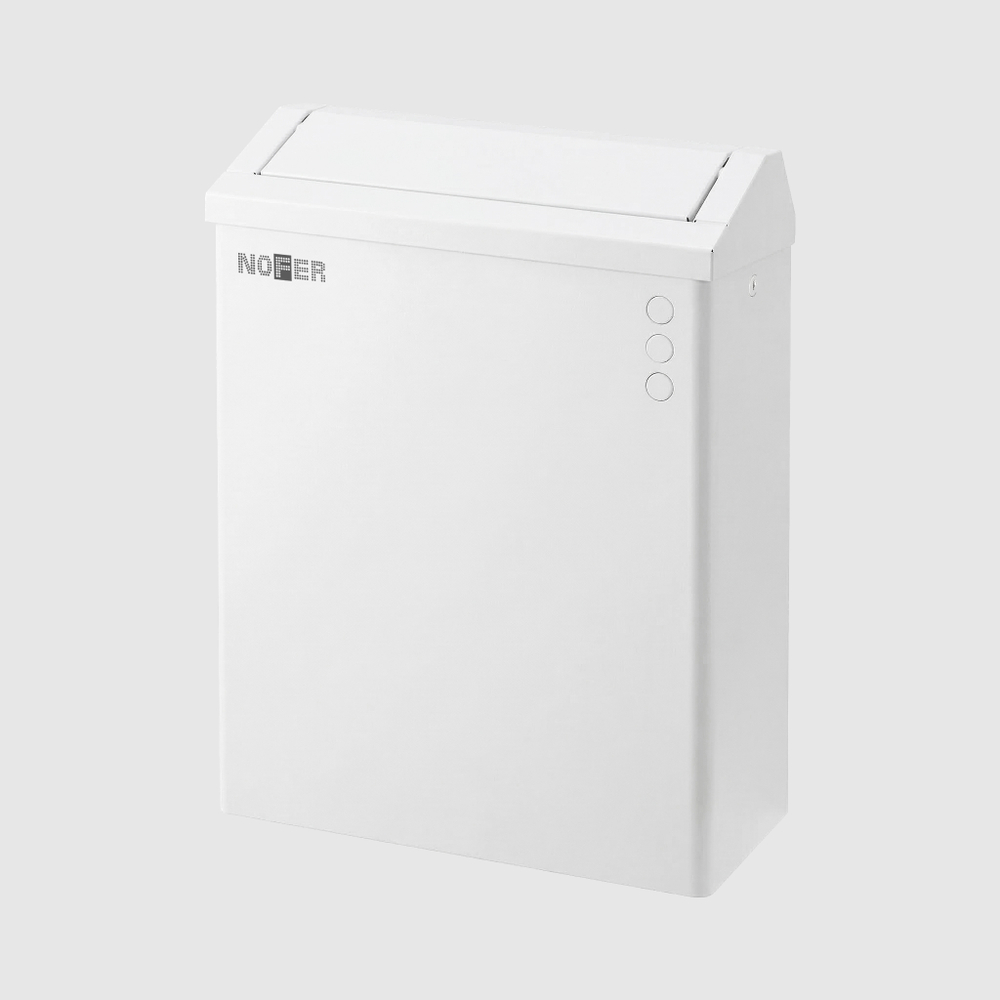 Контейнер для мусора настенный с крышкой push-open 23 л. нерж. сталь NOFER 14079.W белый