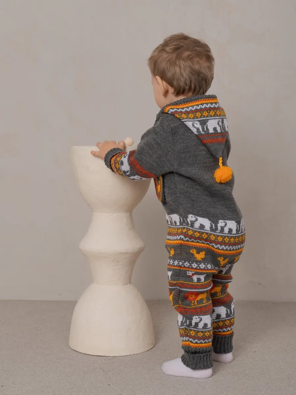 Вязаный комбинезон для новорожденных и малышей на молнии