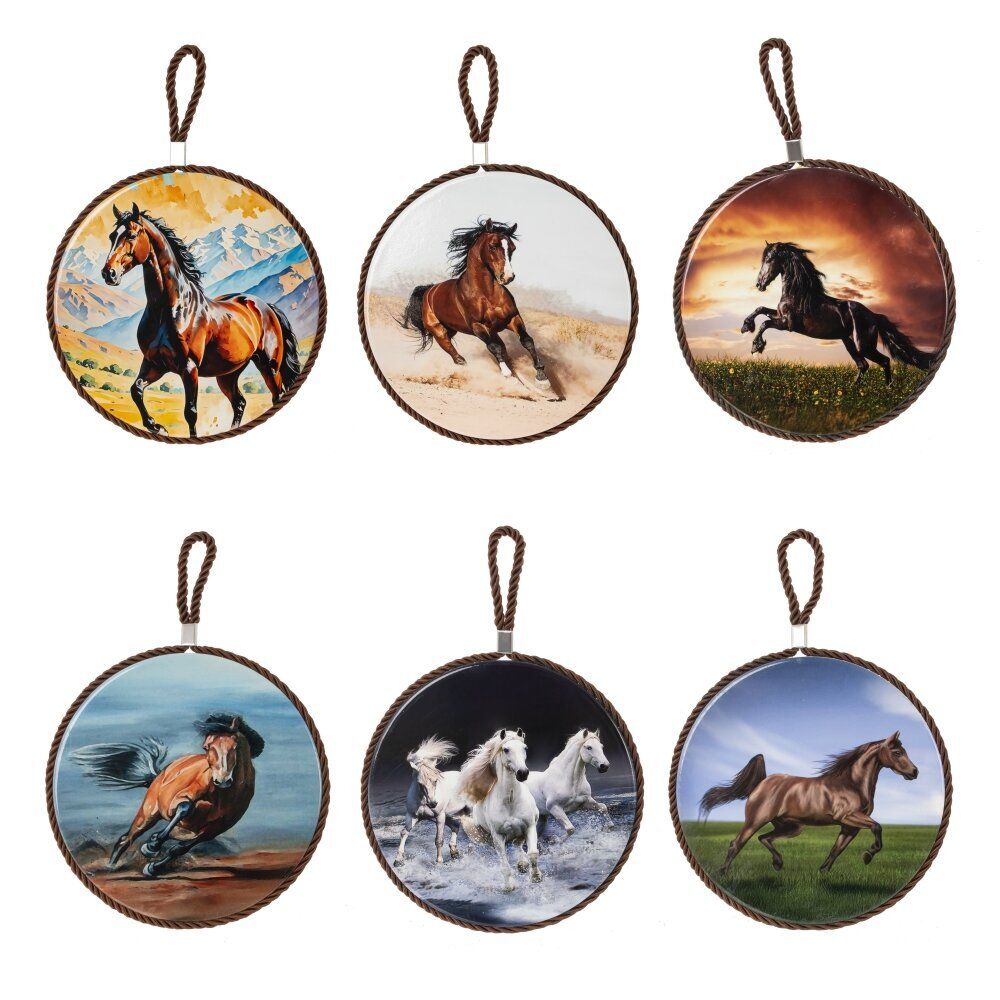 GAEM Декоративная подставка под горячее с подвеской "Лошадь", D 17 см, L17 W17 H0,5 см, 6в.