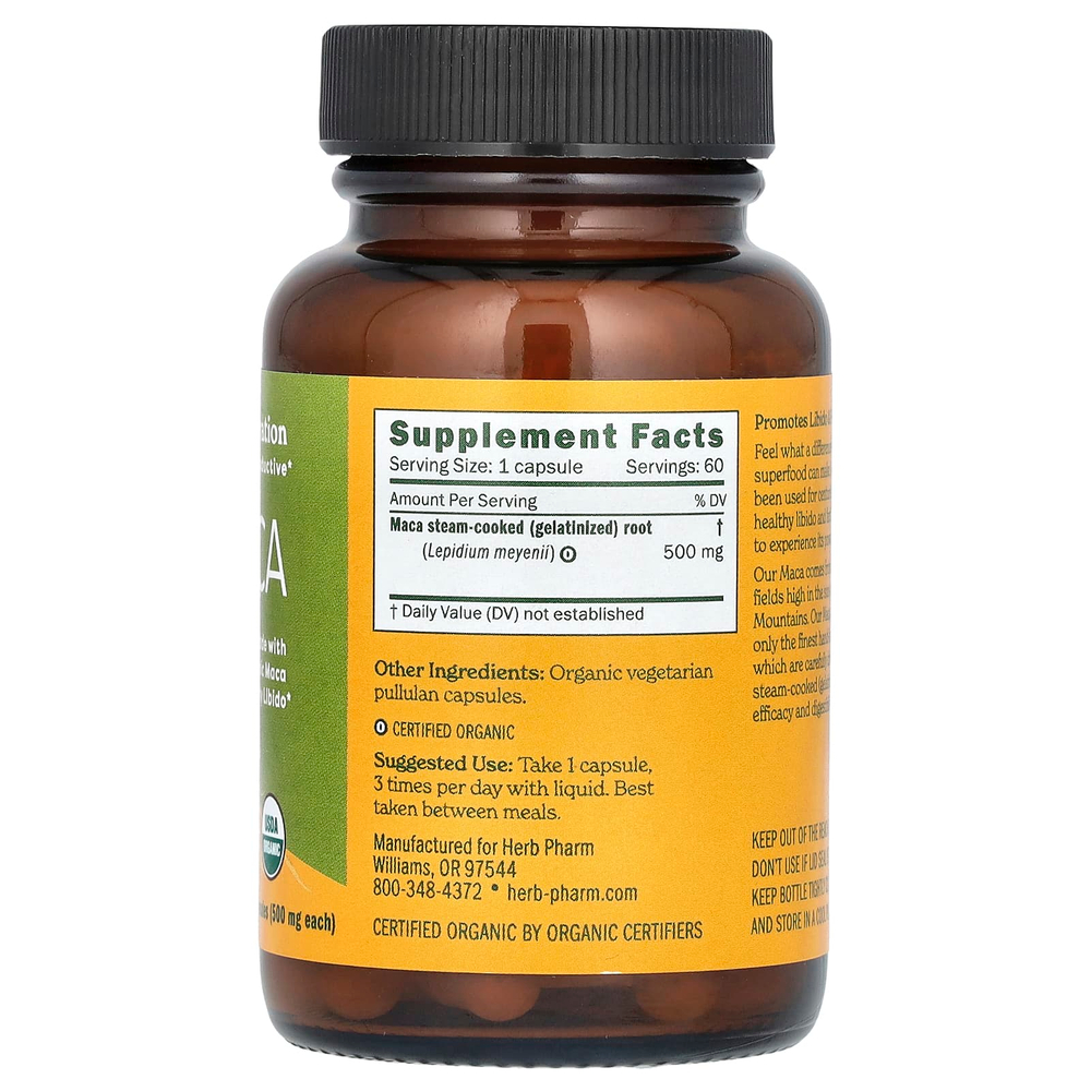 Herb Pharm, мака, 500 мг, 60 вегетарианских капсул