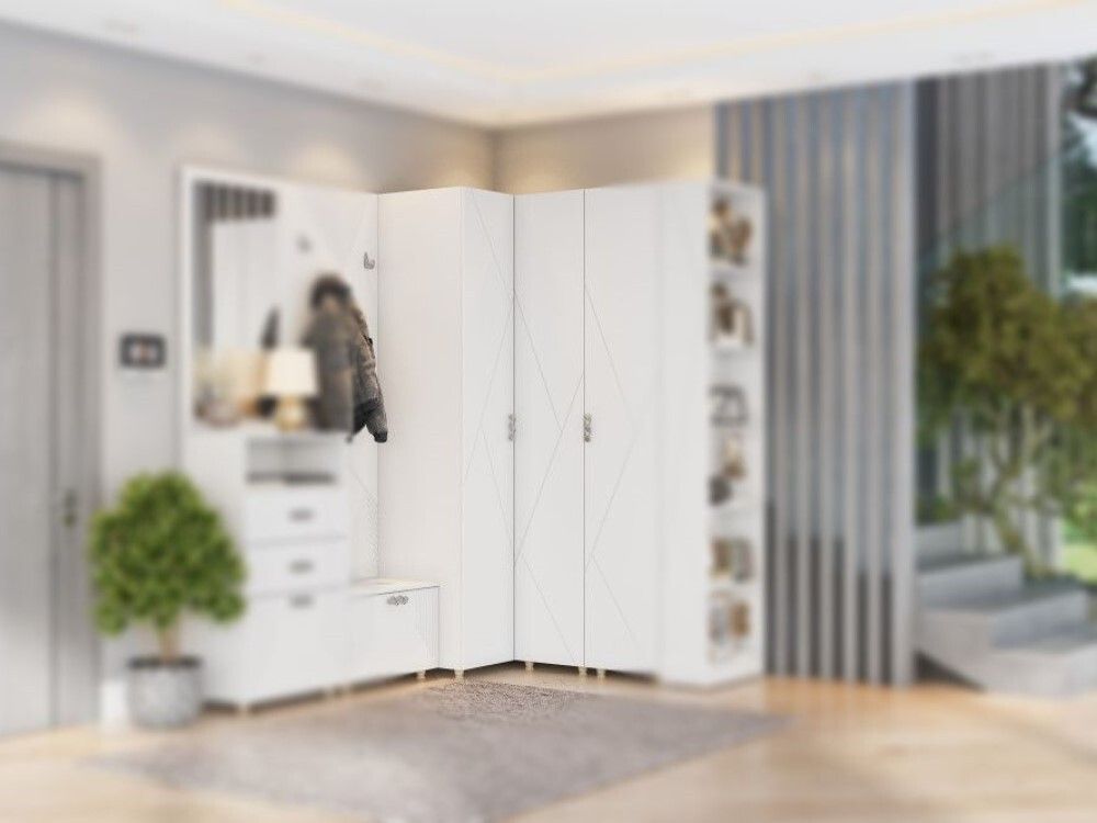 Шкаф 2-ств угловой МС "Сандра" (Белый лофт)