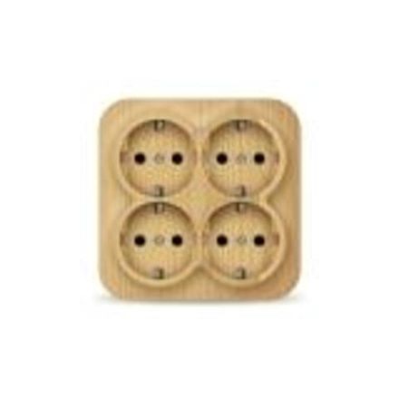 Розетка четырехместная квадратная серия "IONICH", с/з, о/у, 16А, 220В, "сосна" (еврослот) (HU2235)