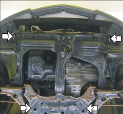 Защита картера Двигателя, КПП. 2 мм, Сталь. для Pontiac Vibe 2002-2008, Toyota Spacio 2002-2004, Toyota Matrix 2004-2007, Toyota Matrix 2001-2004 MOTODOR.04002