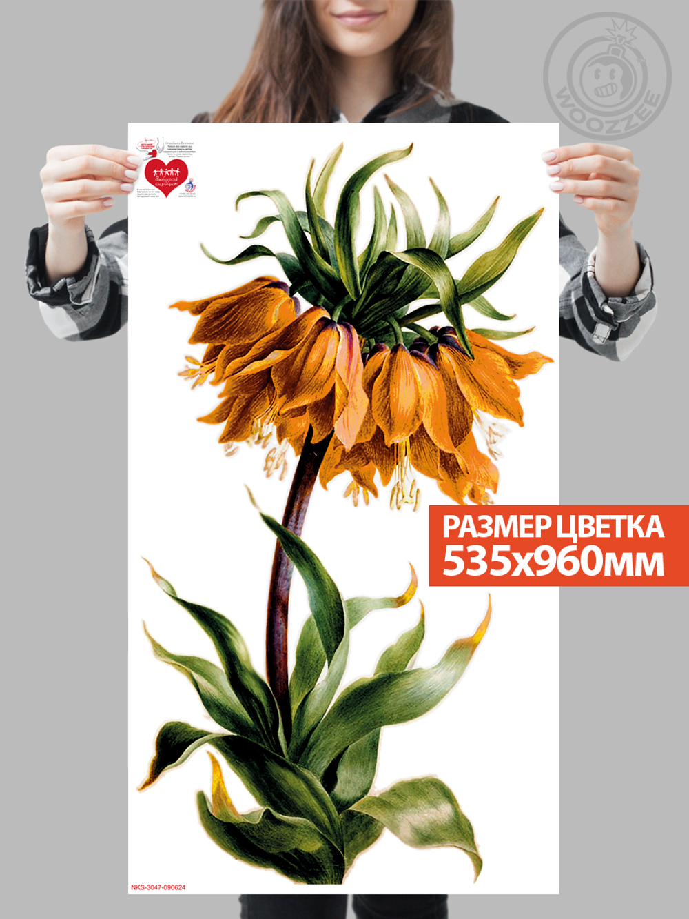 Наклейка декоративная "Рябчик императорский Оранжевый"