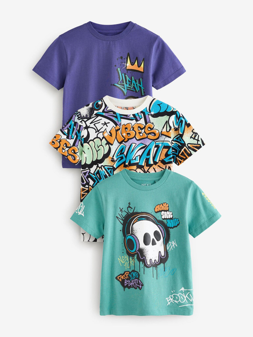 Футболка для мальчика Next E66-201, 3 шт., Фиолетовый, Мятный, Кремовый