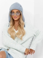 Шапка ушанка зимняя вязаная на флисе