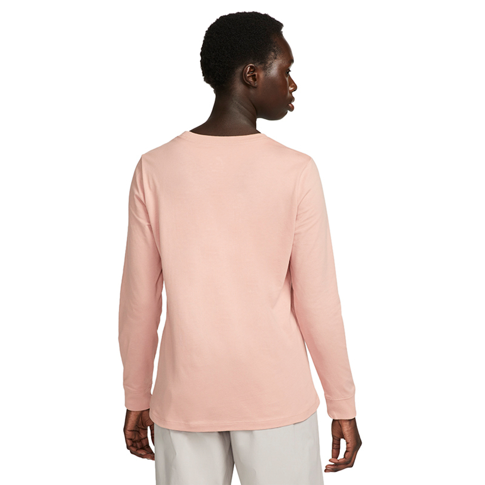 Женская теннисная футболка (dł. Рукава) Nike Swoosh Essential LS Icon Ft - rose whisper/white