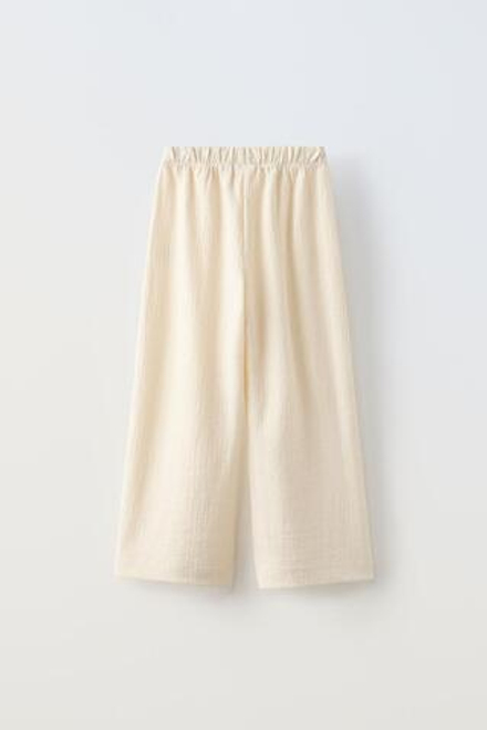 ZARA ОДНОТОННЫЕ БРЮКИ ИЗ КРЕПА, ЭКРЮ