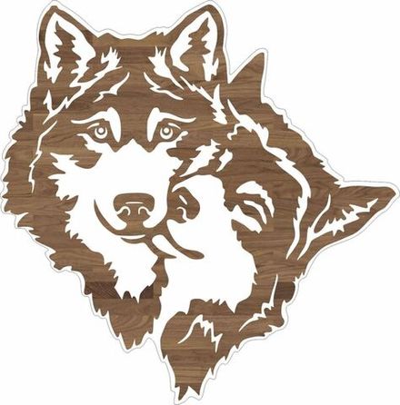 Панно настенное из дерева "Пара Волков" 50х49 см