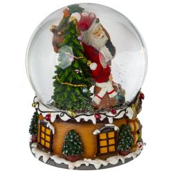 GAEM Фигурка декор в стекл шаре "Санта" (муз с ключ), D 15 см, L15 W15 H20,5 см