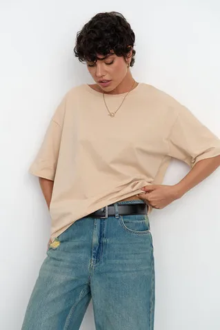Футболка свободная ванильного цвета