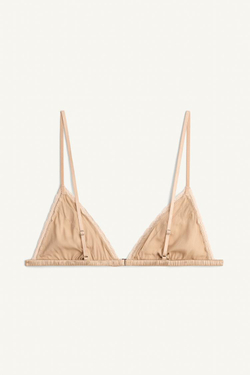 ZARA ШЕЛКОВЫЙ БЮСТГАЛЬТЕР С ТРЕУГОЛЬНЫМИ ЧАШЕЧКАМИ - LIMITED EDITION, БЕЖЕВО-РОЗОВЫЙ