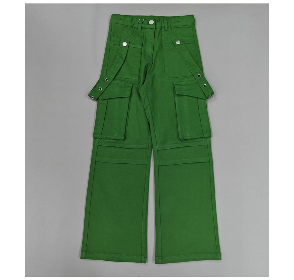 Джинсы карго зелёные