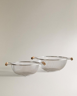 ZARA HOME ДУРШЛАГ С ДЕРЕВЯННЫМИ РУЧКАМИ, СЕРЫЙ