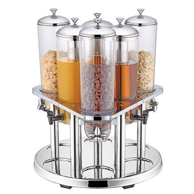 Диспенсер для холодных напитков и мюсли 6 емкостей;поликарбонат;3л;,H=60,L=54,B=54см