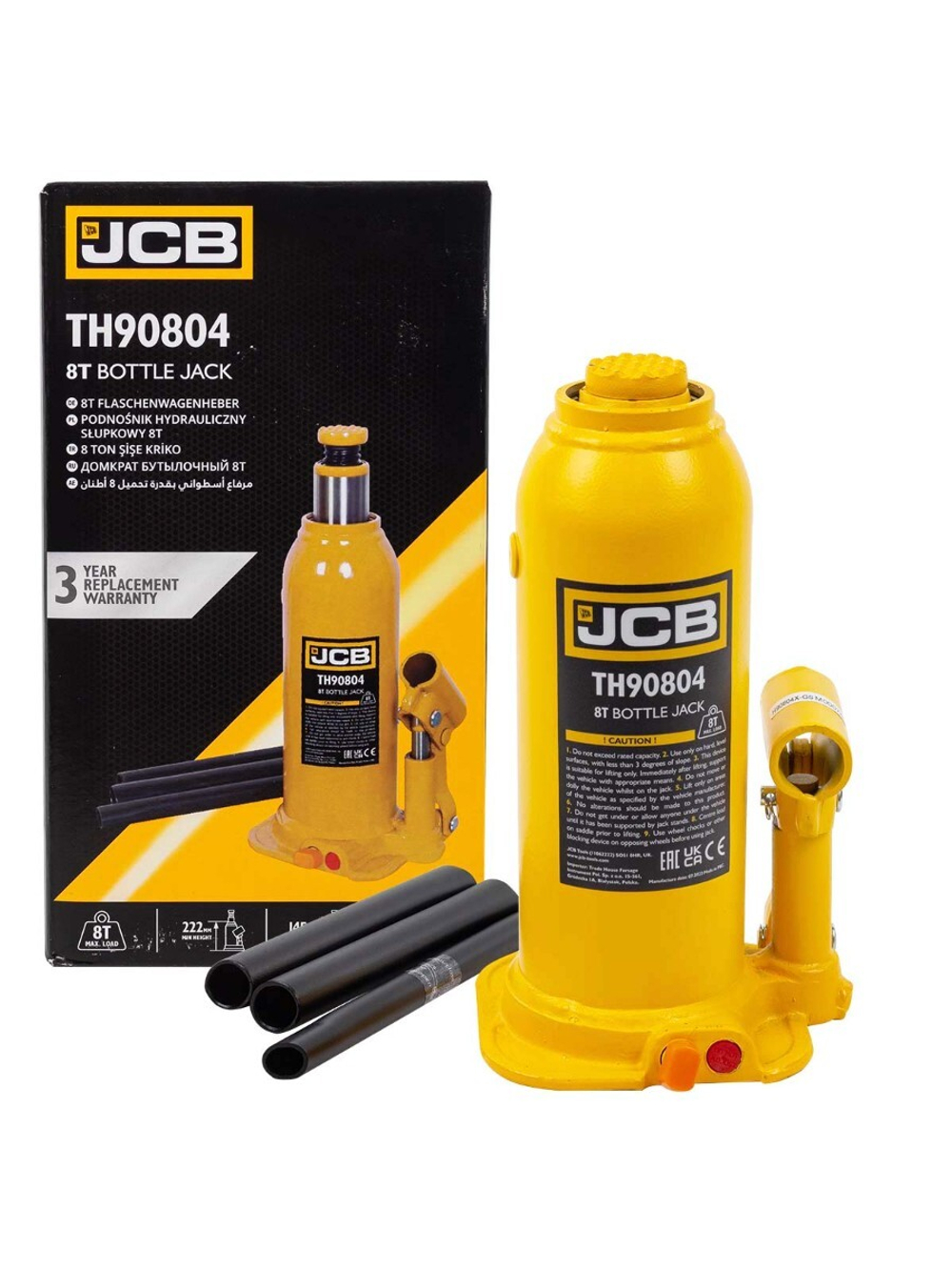 Домкрат бутылочный 8т с клапаном JCB JCB-TH90804
