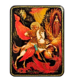 ШК-19/ 6 Шкатулка в технике декупаж «Георгий Победоносец» (10х8х3,5)