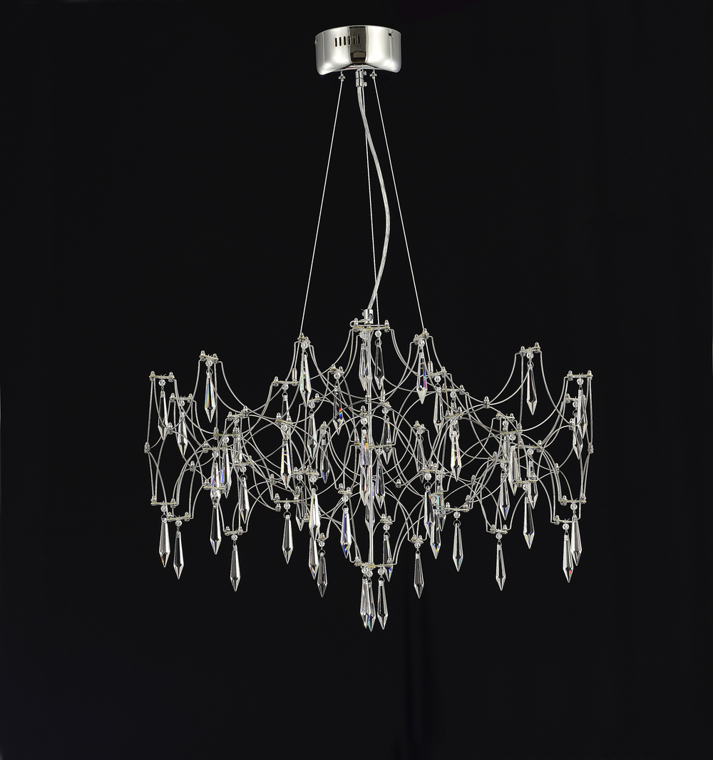 Подвесная люстра светодиодная с пультом и хрустальными подвесками Asfour MyFar Ileria MR2650-57P-76AP