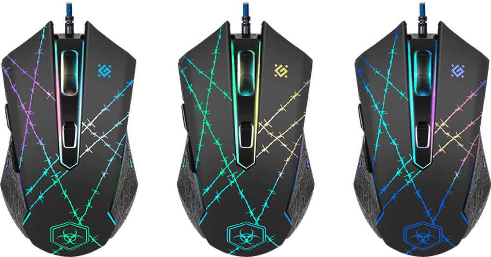 Мышь проводная игровая оптическая Defender Forced GM-020L (черный),USB, 6 кн. + колесо, коврик