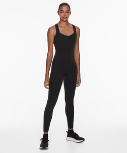 Oysho Компрессионный комбинезон Compressive с перекрестными бретелями, черный