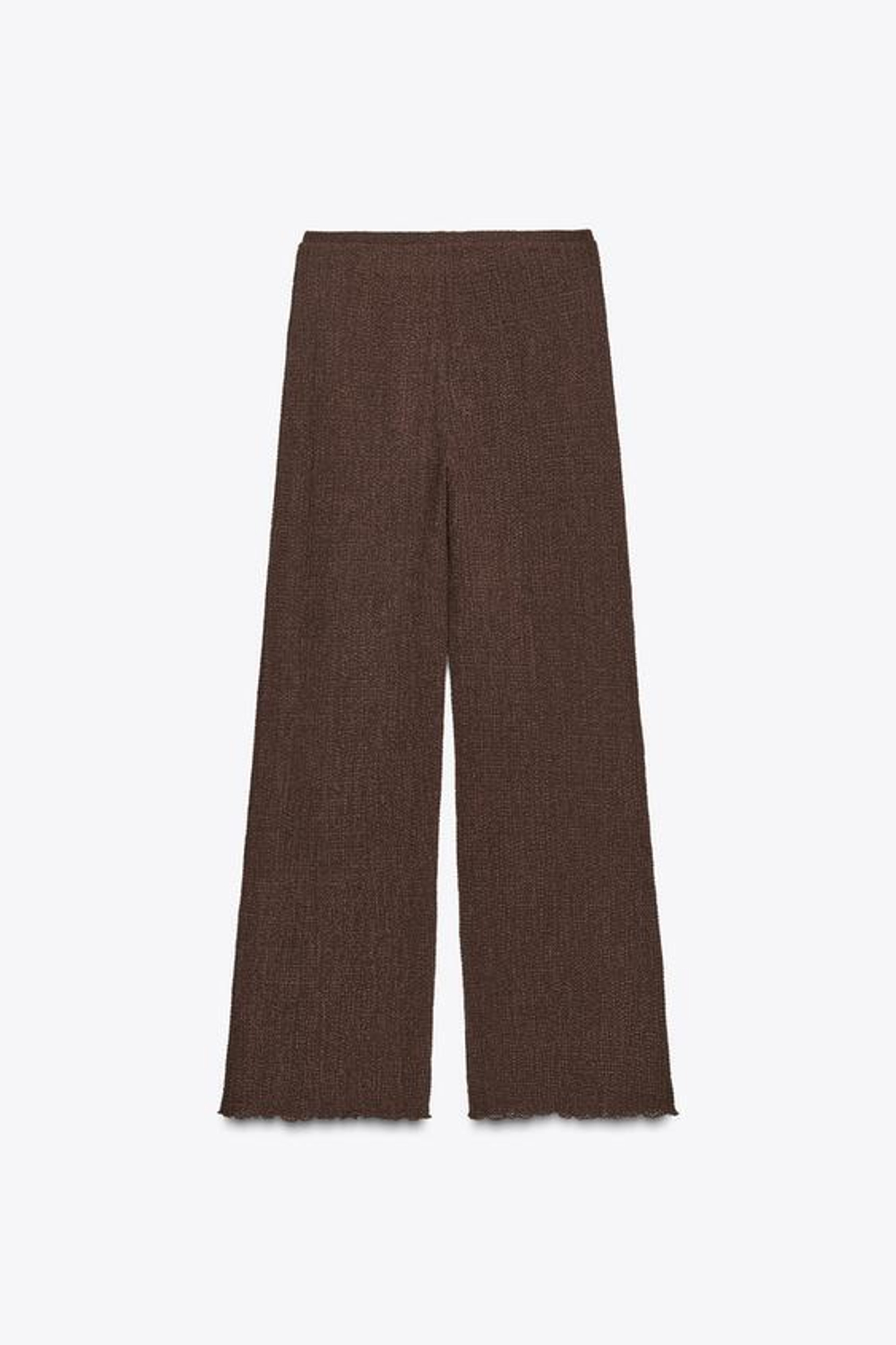 ZARA ПРЯМЫЕ БРЮКИ ИЗ ТКАНИ С ТЕКСТУРОЙ, ТЕМНО-КОРИЧНЕВЫЙ