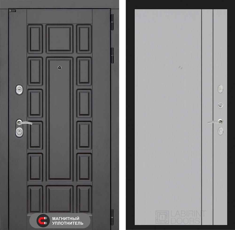 Входная дверь Лабиринт НЬЮ-ЙОРК - 10 Серый софт рельеф
