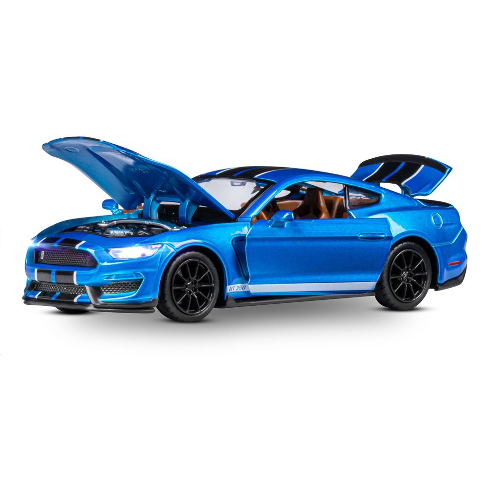 Модель 1:32 Ford Shelby GT350, синий, свет, звук, откр. двери, капот и багажник