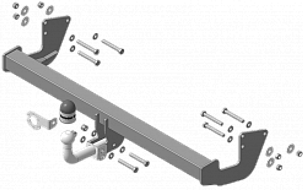 Фаркоп с оцинк. шаром Mercedes V-Class w447 2014-,  Vito w639 2003-2014, w447 2014-,  Viano w639 2003-2014 крепление шара на двух болтах, (без электрики, паспорт и сертификат в комплекте) Motodor.91204-A